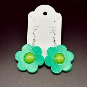 Flower Green Earrings- HANDMADE
